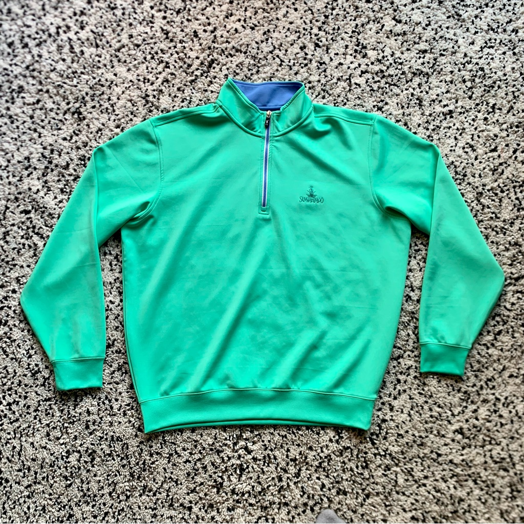 F&G Tech Golf Semiahmoo Course Spellout Logo Green 1/4 Zip Pullover Size Xl